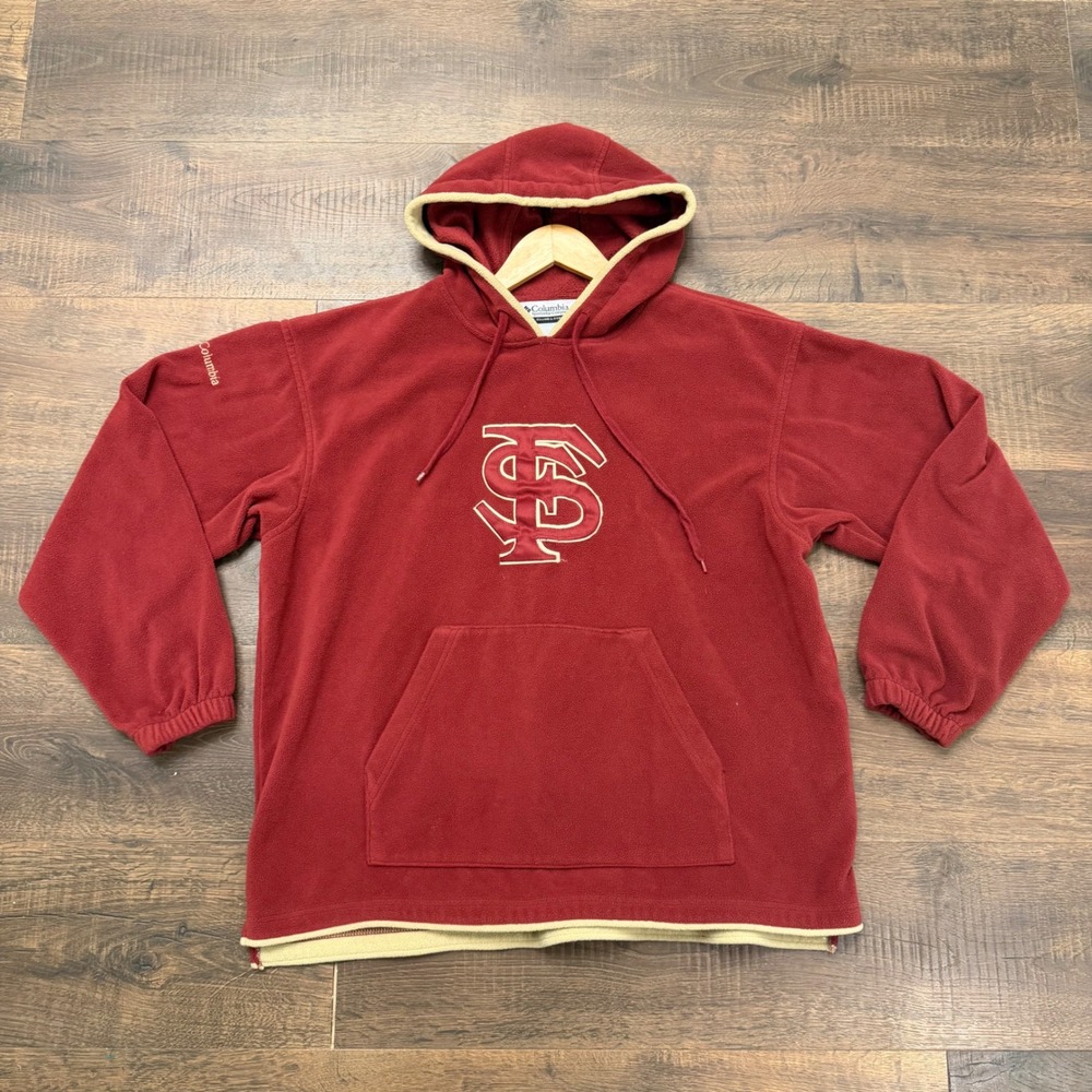 Columbia FSU Seminoles Fleece Hoodie Mens L Garnet Red Florida State Pullover